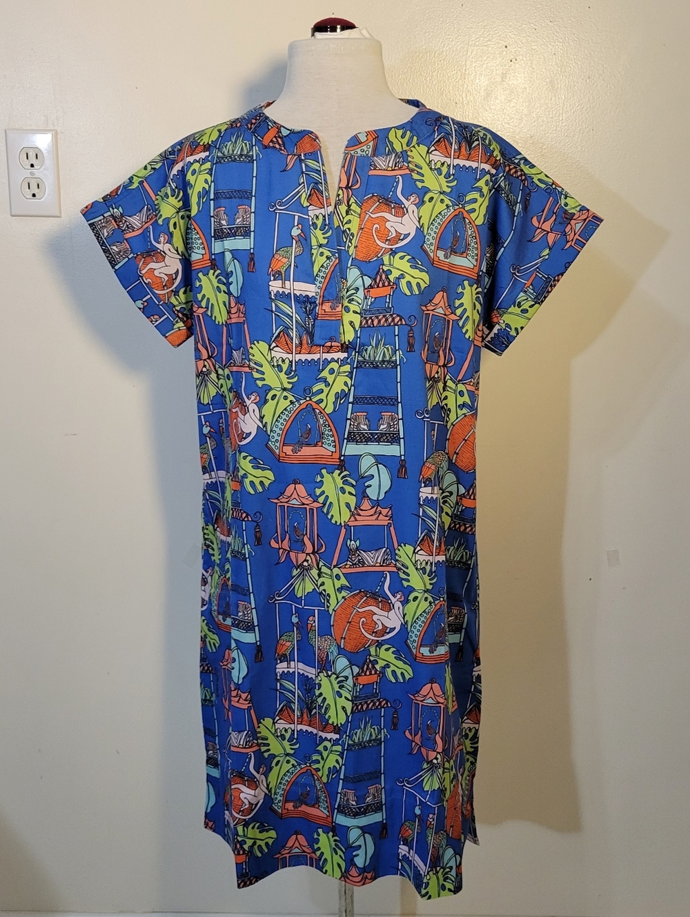 Jayne's Studio (Women's M) 100% Cotton Menagerie Luxe Sateen Full Pajama Shirt - Picture 2 of 10